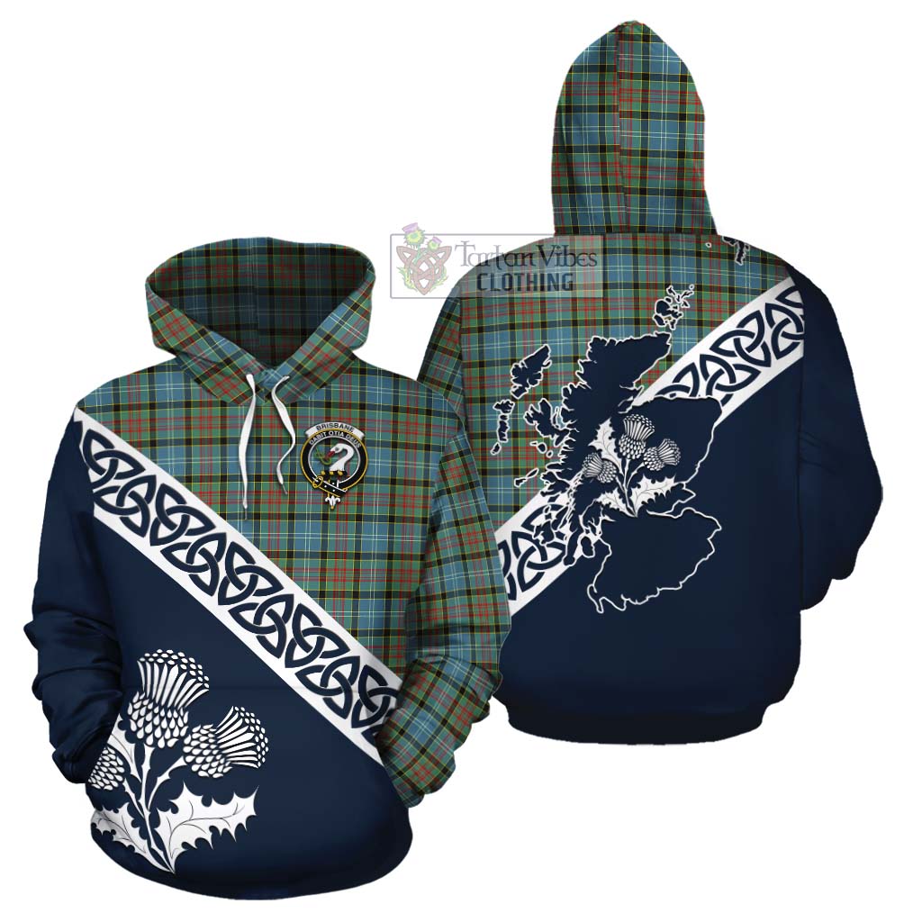 Tartan Vibes Clothing Brisbane Tartan Cotton Hoodie Featuring Thistle and Scotland Map