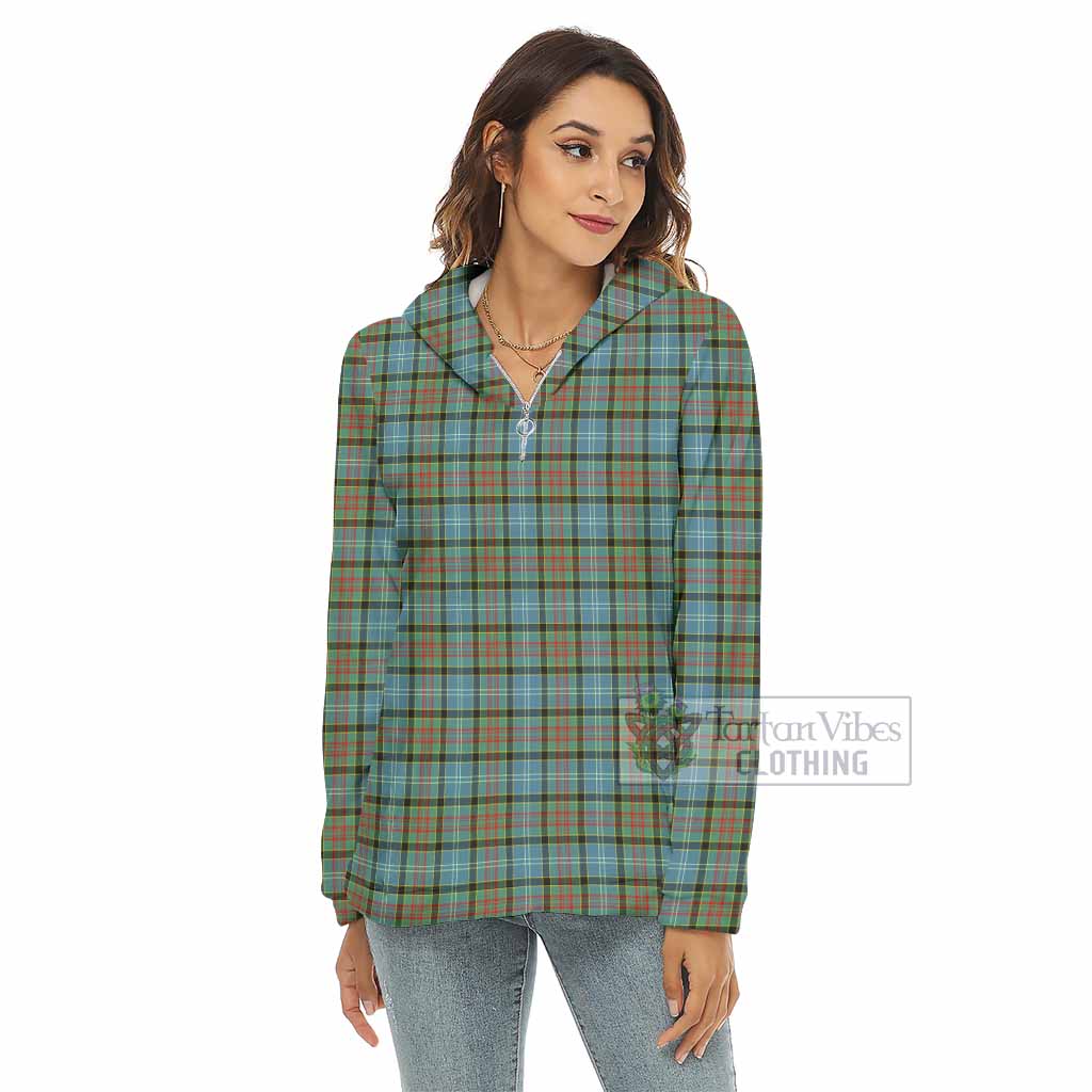 Brisbane Tartan Women's Borg Fleece Hoodie with Half Zip - Tartan Vibes Clothing
