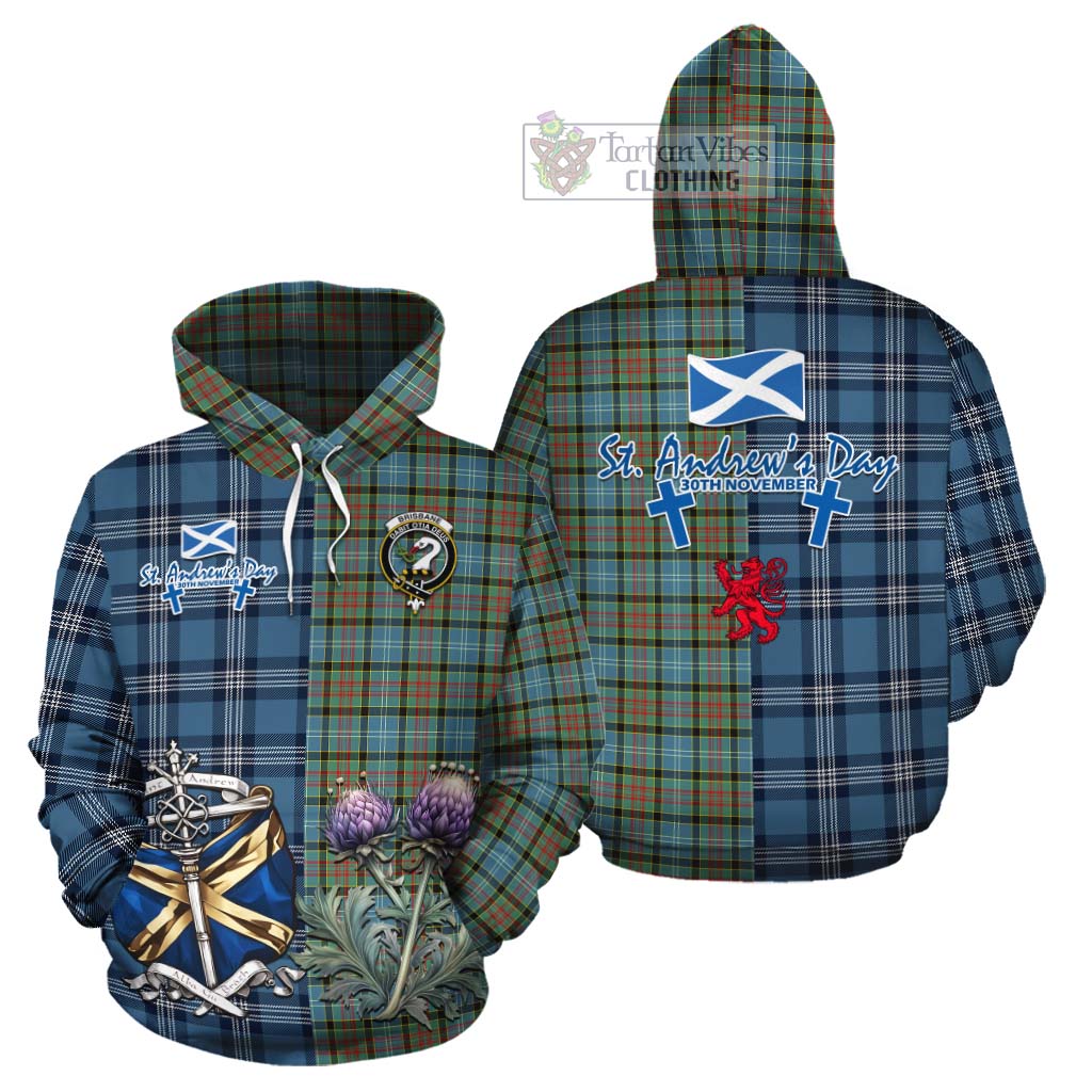 Tartan Vibes Clothing Brisbane Tartan Cotton Hoodie Happy St. Andrew's Day Half Tartan Style