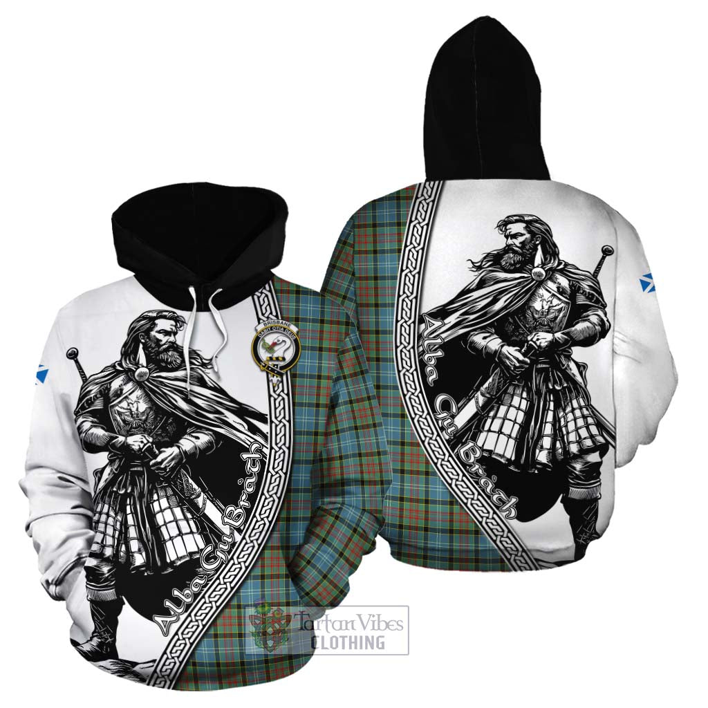 Tartan Vibes Clothing Brisbane Tartan Clan Crest Cotton Hoodie with Highlander Warrior Celtic Style