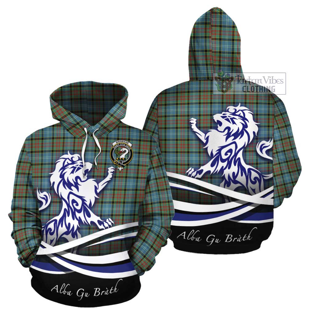 Tartan Vibes Clothing Brisbane Tartan Cotton Hoodie with Alba Gu Brath Regal Lion Emblem