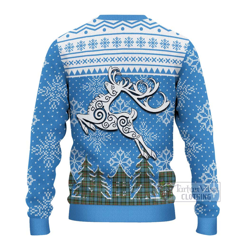 Tartan Vibes Clothing Brisbane Clan Christmas Ugly Sweater with Tartan and Celtic Raindeer Style