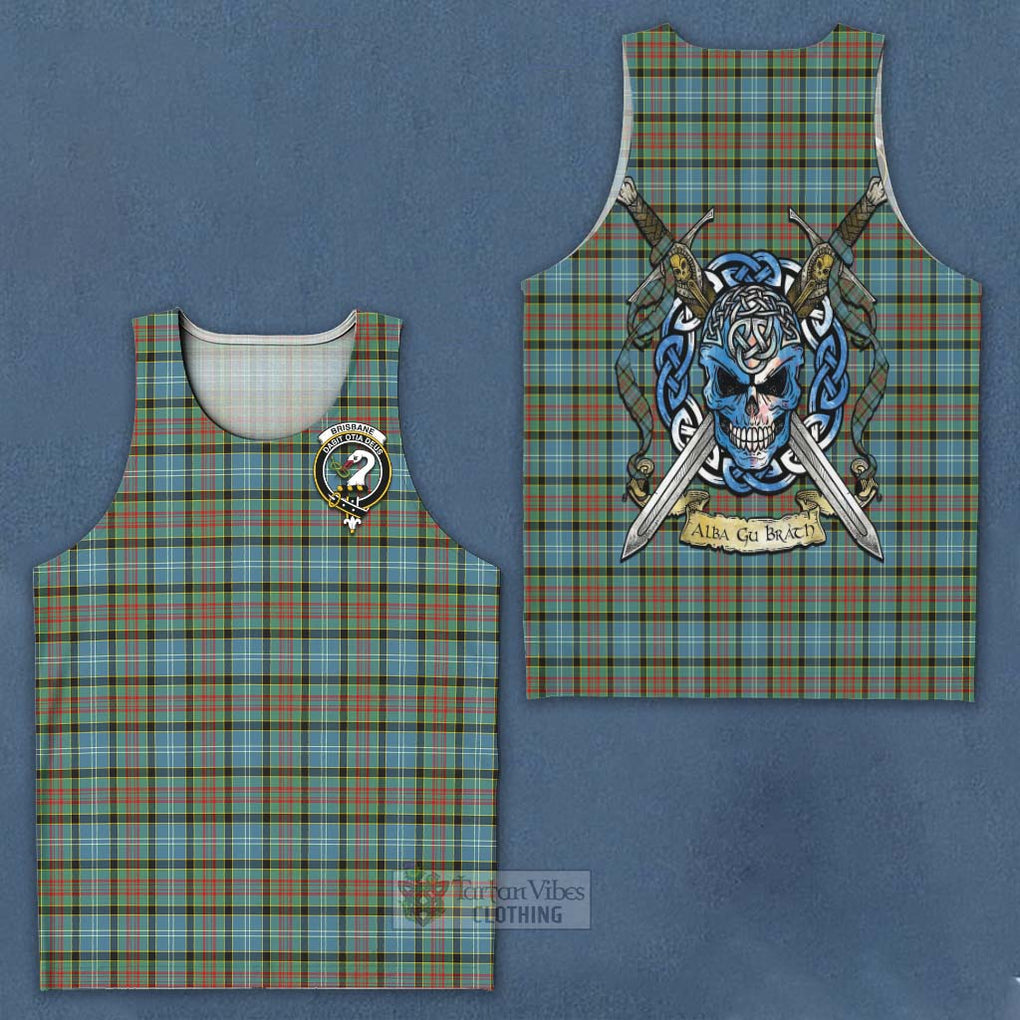 Tartan Vibes Clothing Brisbane Tartan Men's Tank Top with Family Crest Celtic Skull Style