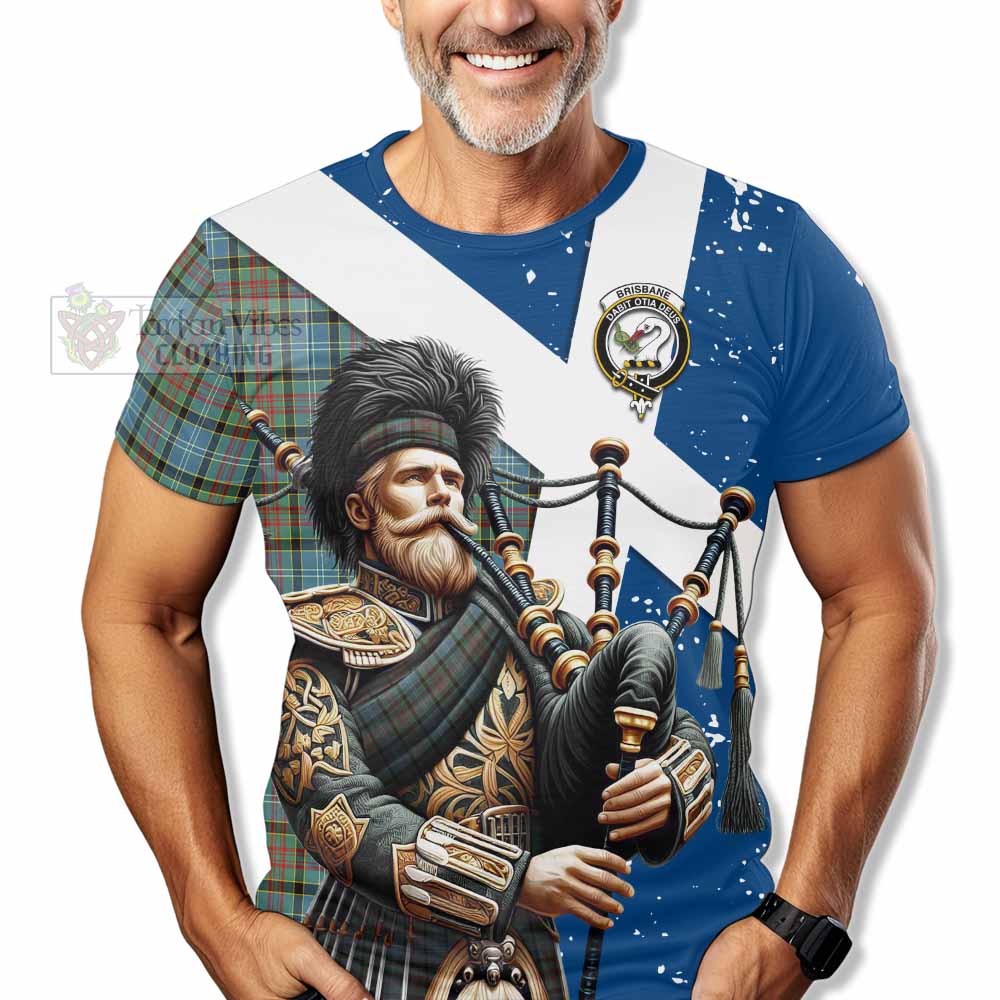 Tartan Vibes Clothing Brisbane Tartan T-Shirt with Family Crest Scottish Bagpiper Vibes