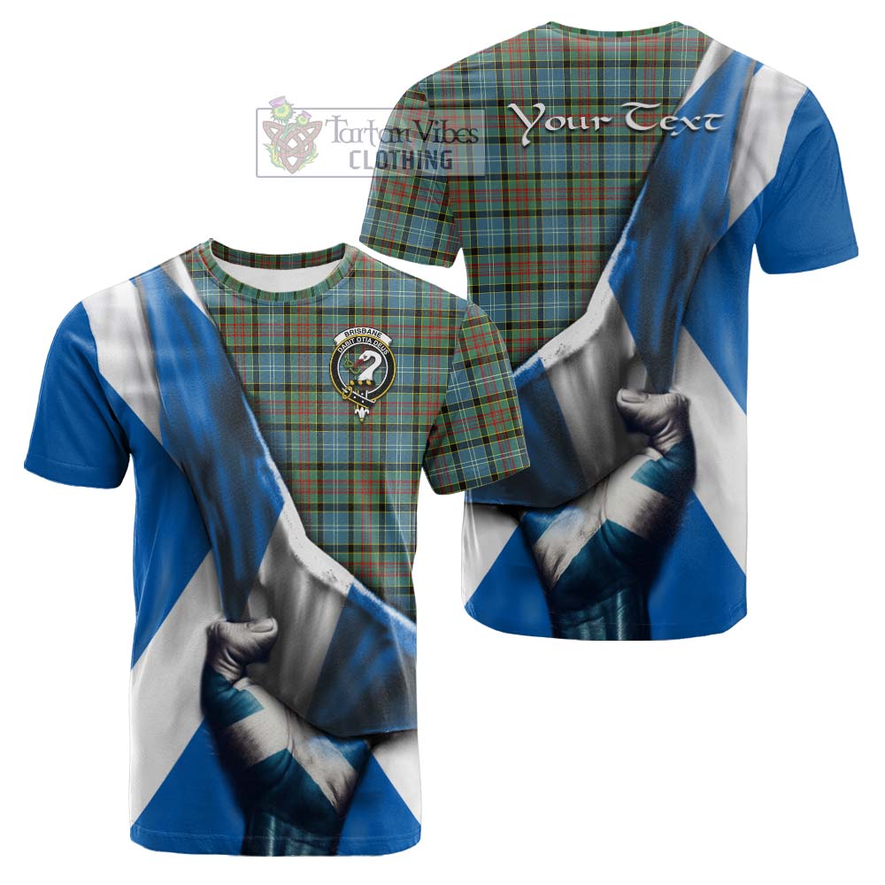 Tartan Vibes Clothing Brisbane Tartan Cotton T-shirt with Family Crest Scotland Patriotic Style