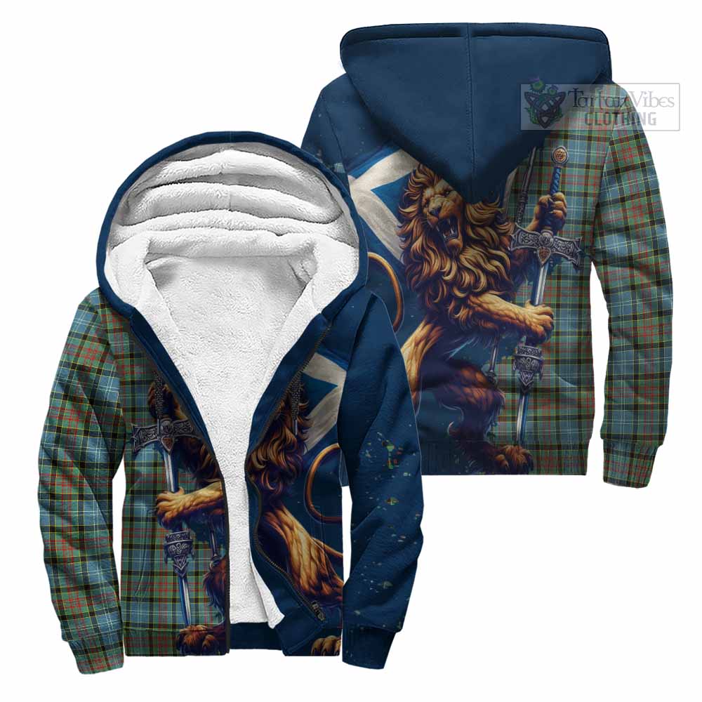 Tartan Vibes Clothing Brisbane Tartan Family Crest Sherpa Hoodie with Scottish Majestic Lion