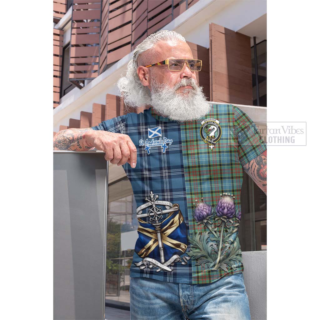 Tartan Vibes Clothing Brisbane Tartan Cotton T-shirt Happy St. Andrew's Day Half Tartan Style