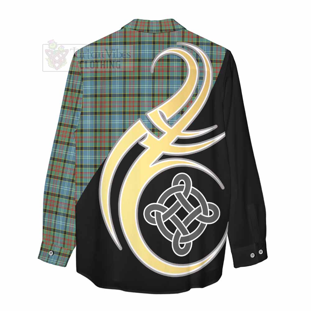 Tartan Vibes Clothing Brisbane Tartan Women's Casual Shirt with Family Crest and Celtic Symbol Style