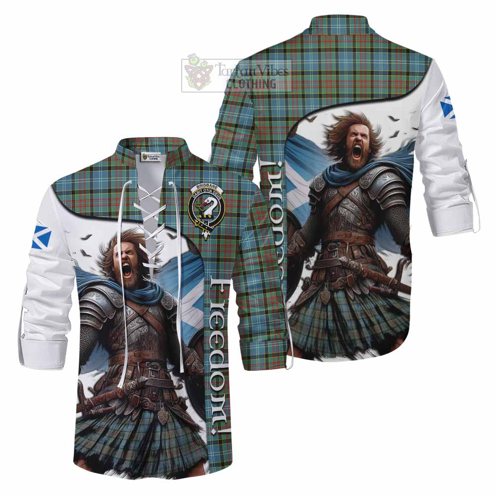 Tartan Vibes Clothing Brisbane Crest Tartan Ghillie Kilt Shirt Inspired by the Freedom of Scottish Warrior