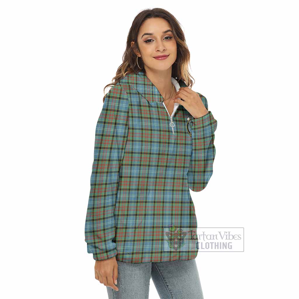 Tartan Vibes Clothing Brisbane Tartan Crest Women's Borg  Half Zip Fleece Hoodie