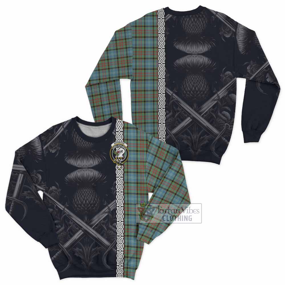 Tartan Vibes Clothing Brisbane Tartan Sweatshirt with Family Crest Cross Sword Thistle Celtic Vibes