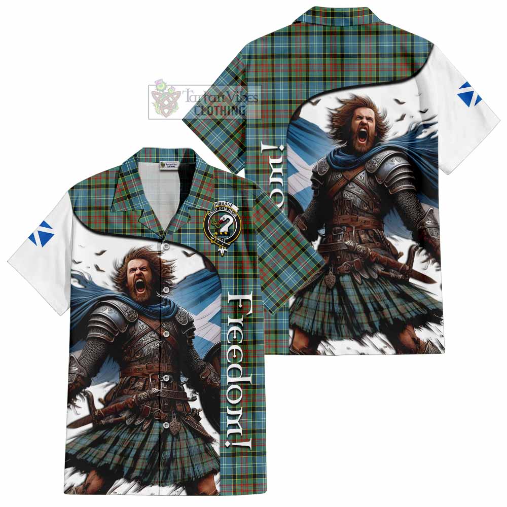 Tartan Vibes Clothing Brisbane Crest Tartan Short Sleeve Button Shirt Inspired by the Freedom of Scottish Warrior