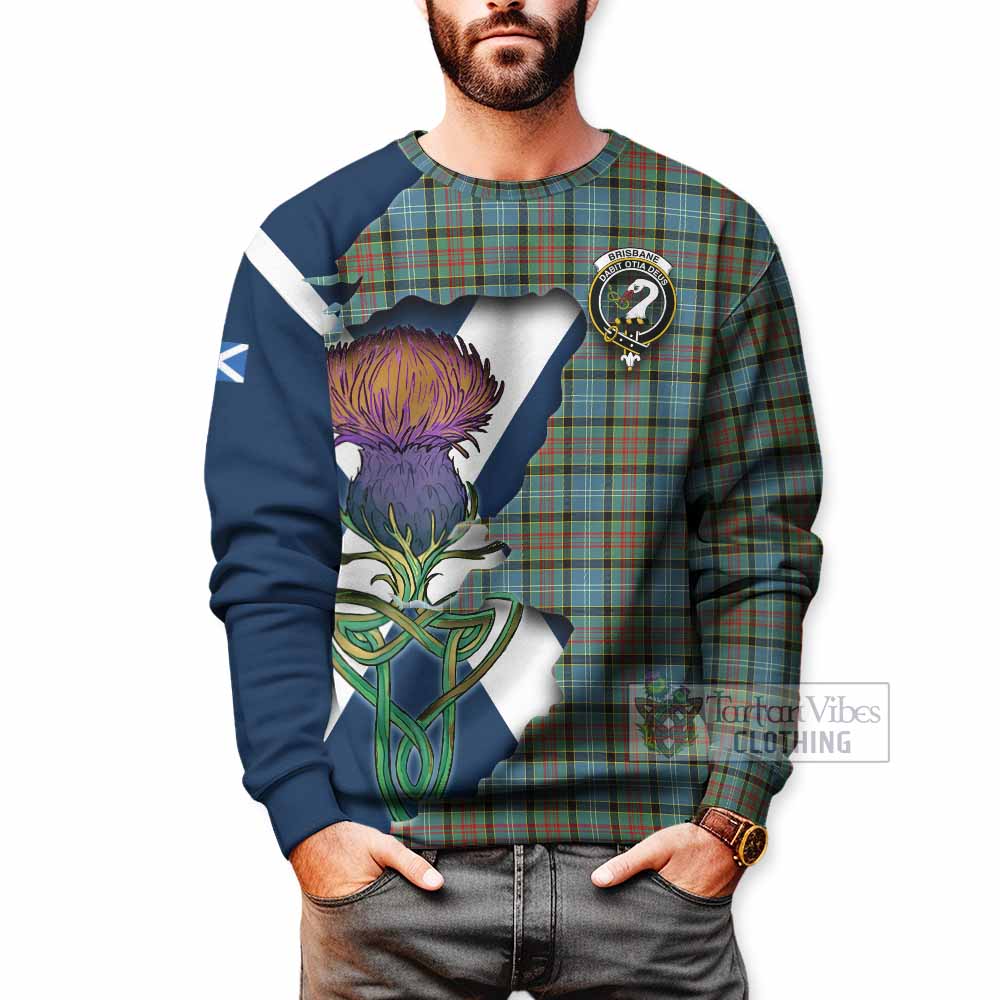Brisbane Tartan Family Crest Sweatshirt Scottish Thistle Celtic Inspired - Tartan Vibes Clothing