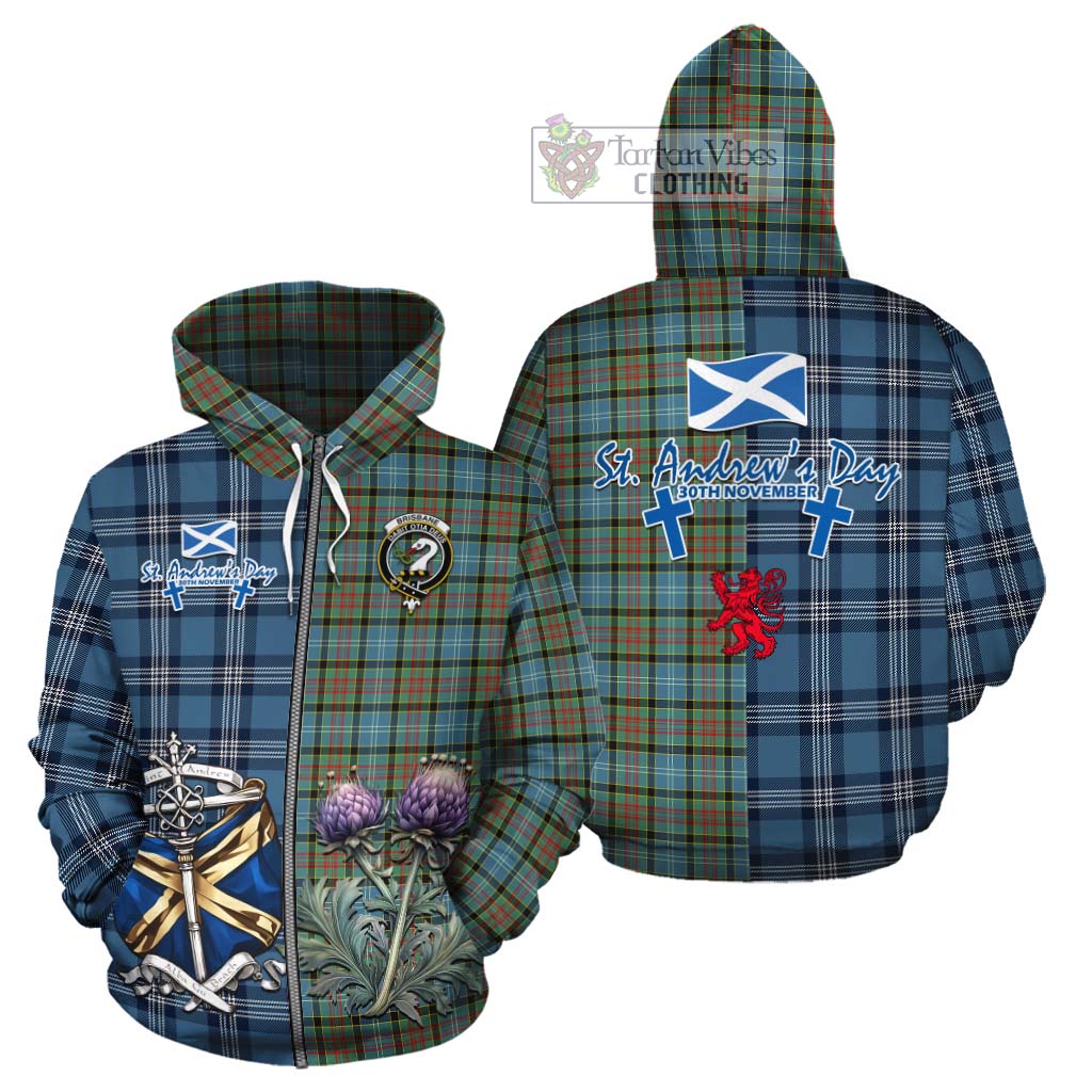 Tartan Vibes Clothing Brisbane Tartan Cotton Hoodie Happy St. Andrew's Day Half Tartan Style