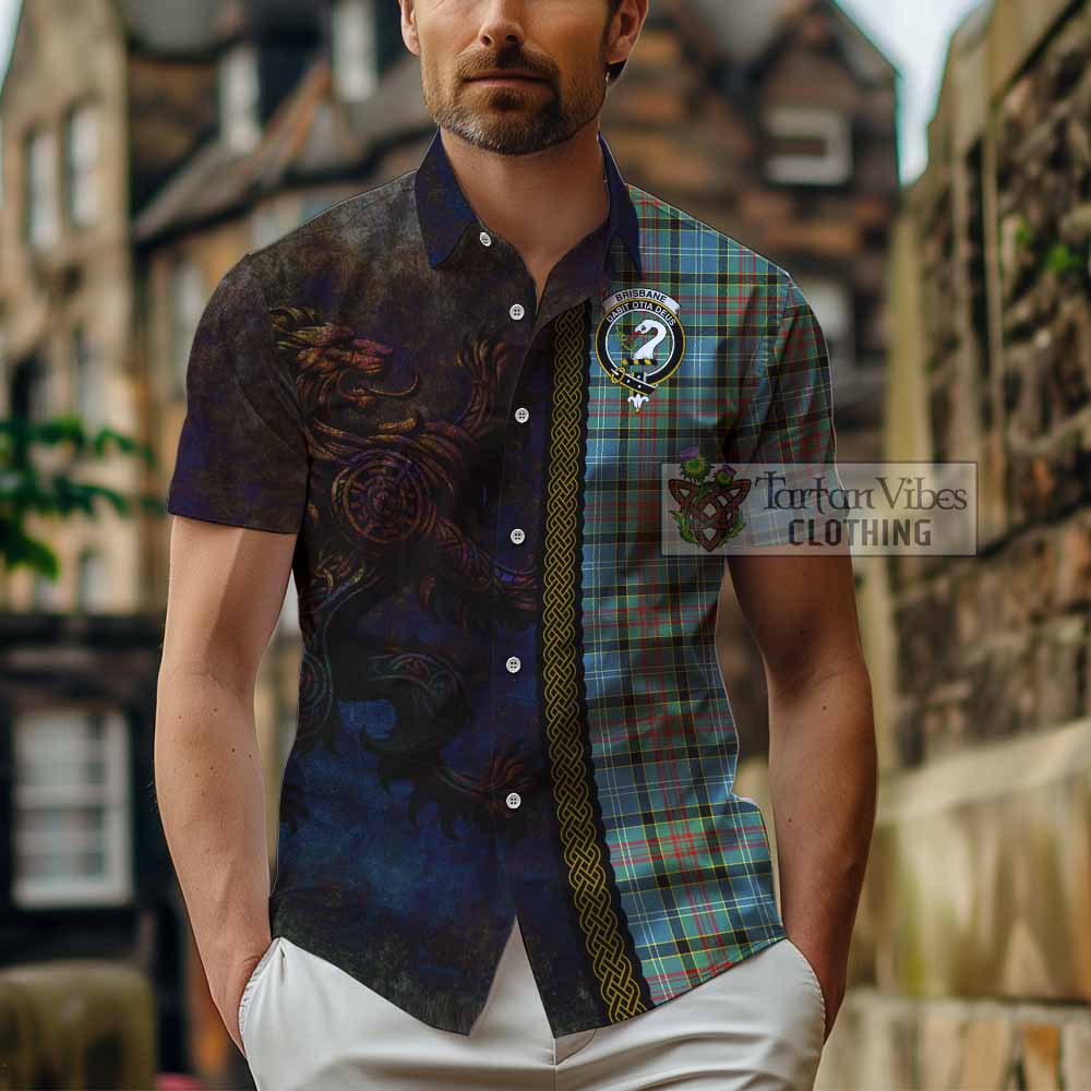 Brisbane Tartan Family Crest Hawaiian Shirt Alba Gu Brath Be Brave Lion Ancient Style - Tartan Vibes Clothing