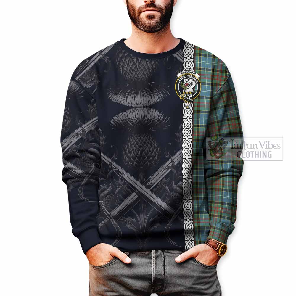 Tartan Vibes Clothing Brisbane Tartan Sweatshirt with Family Crest Cross Sword Thistle Celtic Vibes