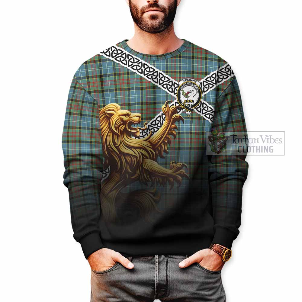 Brisbane Crest Tartan Sweatshirt with Golden Lion Emblem Celtic Style - Tartan Vibes Clothing