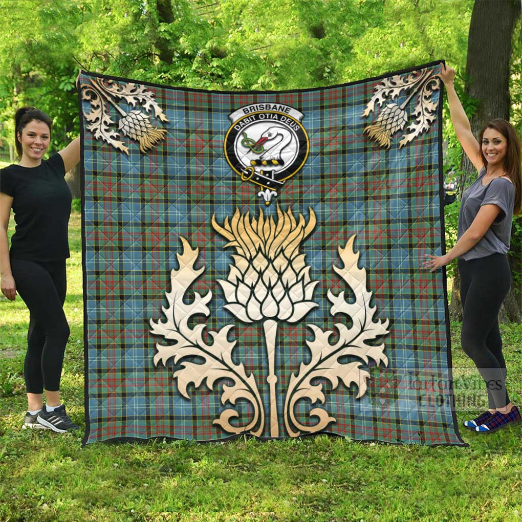 Tartan Vibes Clothing Brisbane Tartan Quilt with Family Crest and Golden Thistle Style