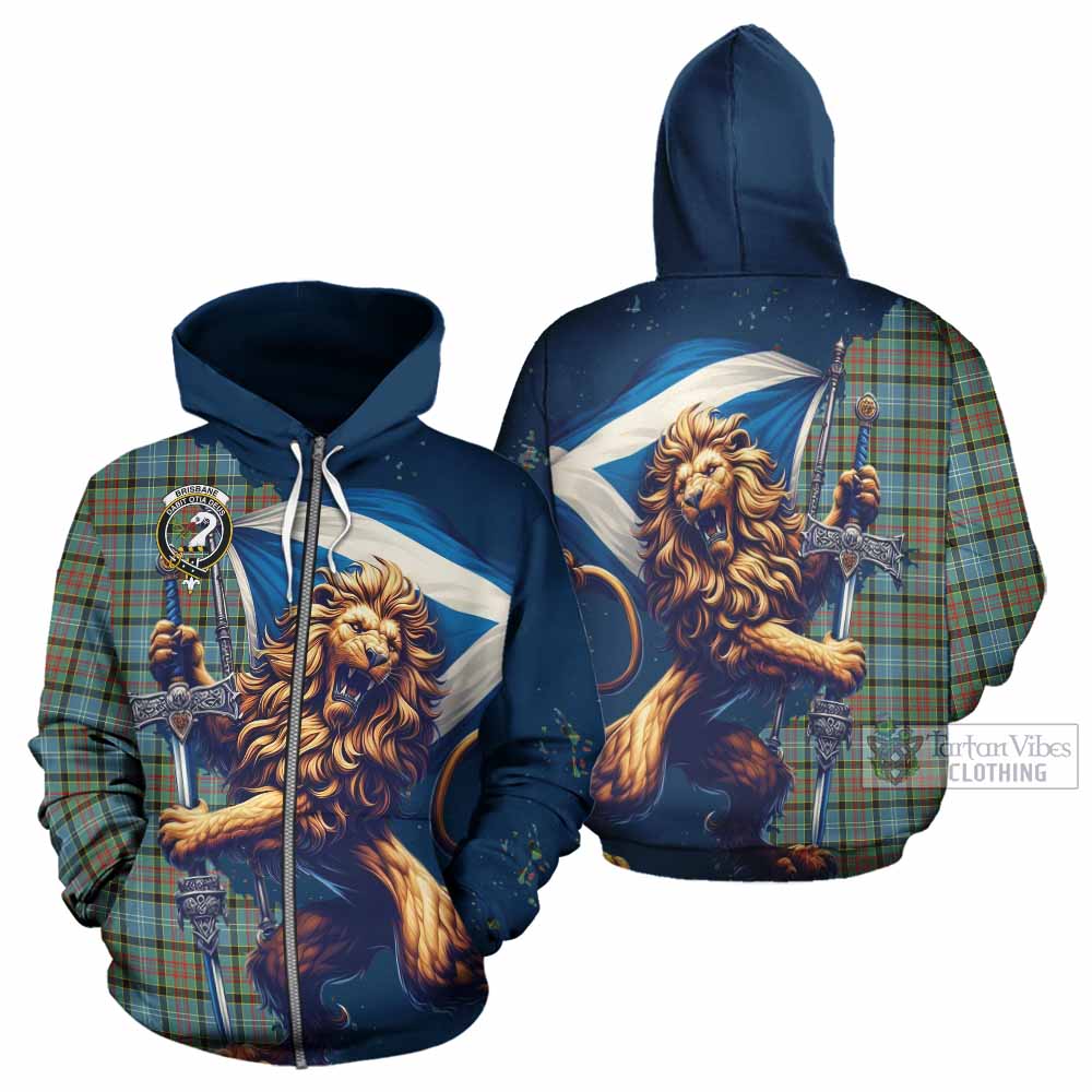 Brisbane Tartan Family Crest Hoodie with Scottish Majestic Lion