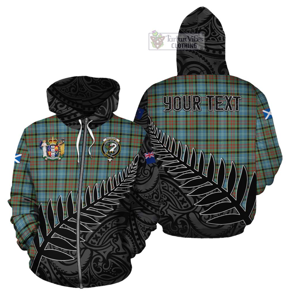 Tartan Vibes Clothing Brisbane Crest Tartan Cotton Hoodie with New Zealand Silver Fern Half Style