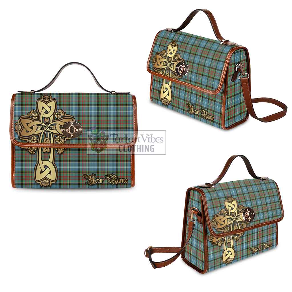 Tartan Vibes Clothing Brisbane Tartan Waterproof Canvas Bag Golden Thistle Celtic Cross Style