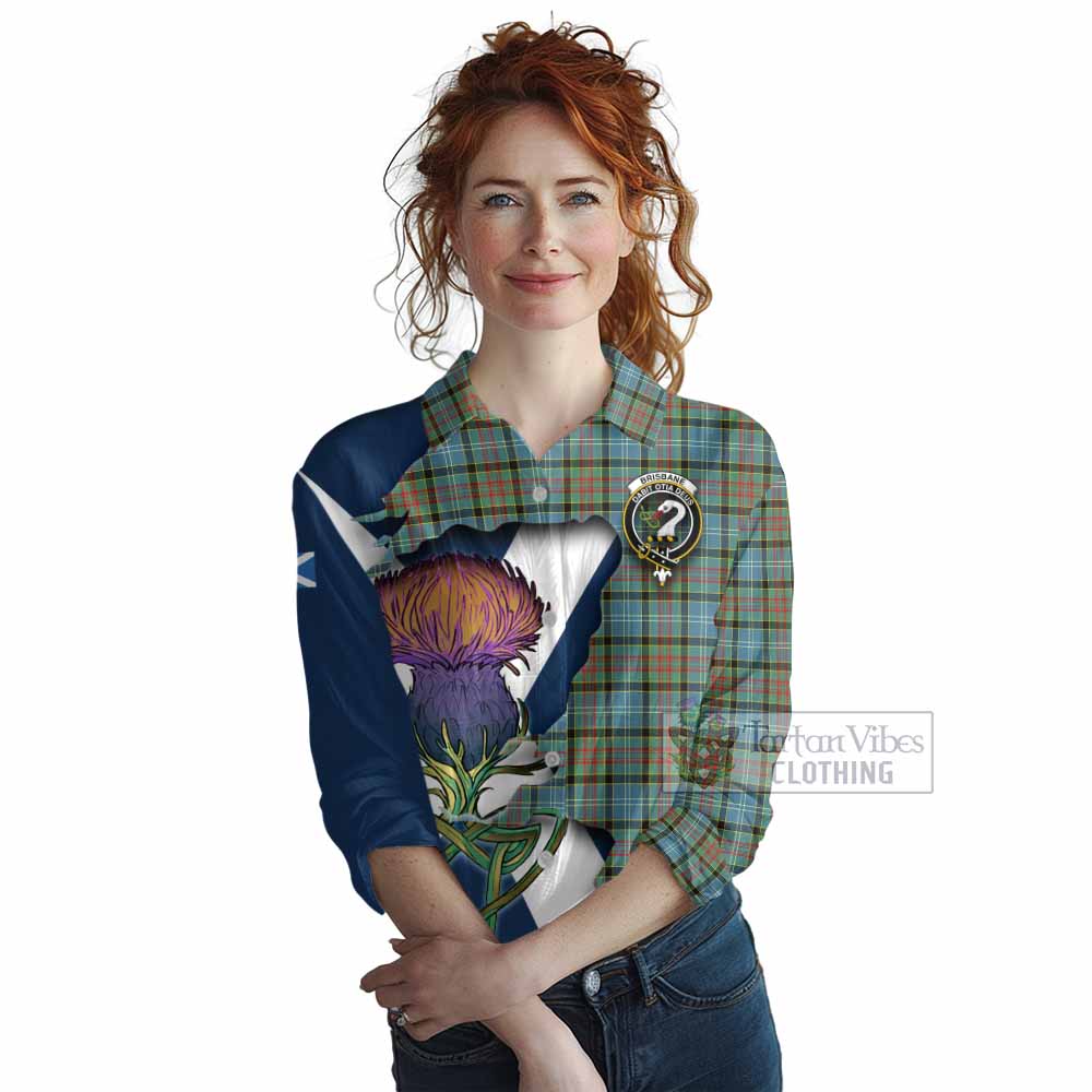 Brisbane Tartan Family Crest Women's Casual Shirt Scottish Thistle Celtic Inspired - Tartan Vibes Clothing