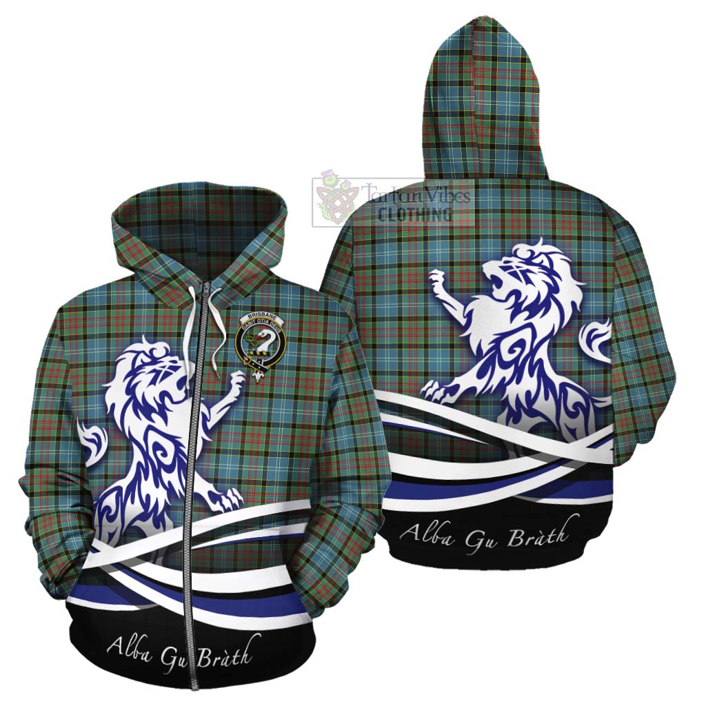 Tartan Vibes Clothing Brisbane Tartan Cotton Hoodie with Alba Gu Brath Regal Lion Emblem