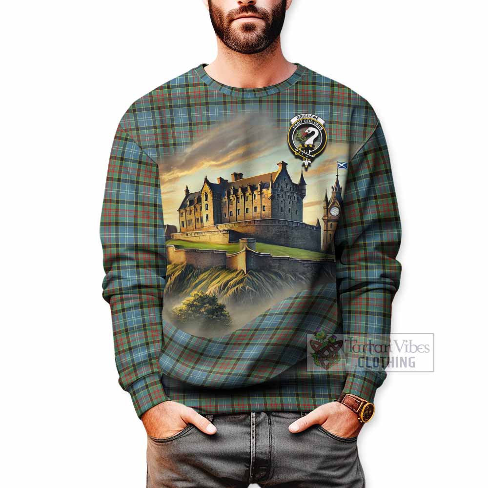 Brisbane Tartan Family Crest Sweatshirt with Scottish Ancient Castle Style - Tartan Vibes Clothing