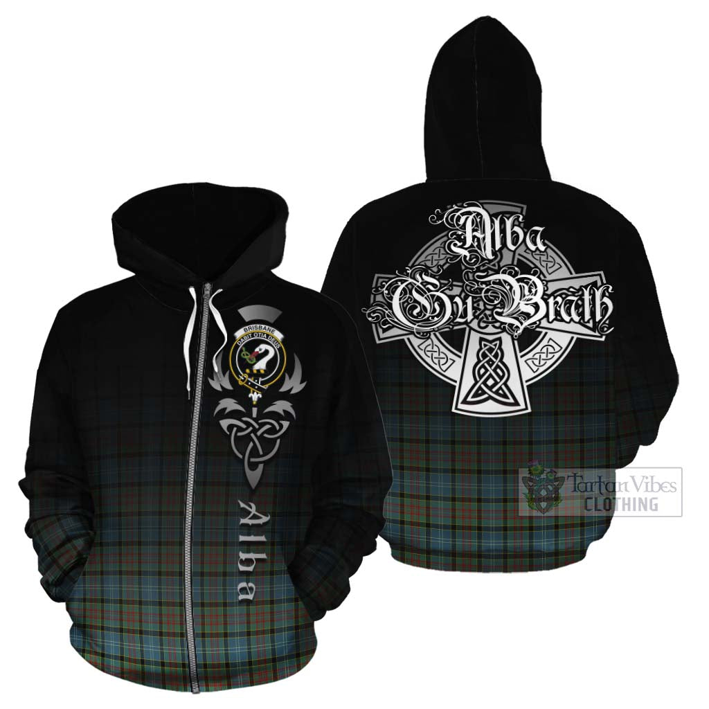 Tartan Vibes Clothing Brisbane Tartan Cotton Hoodie Featuring Alba Gu Brath Family Crest Celtic Inspired