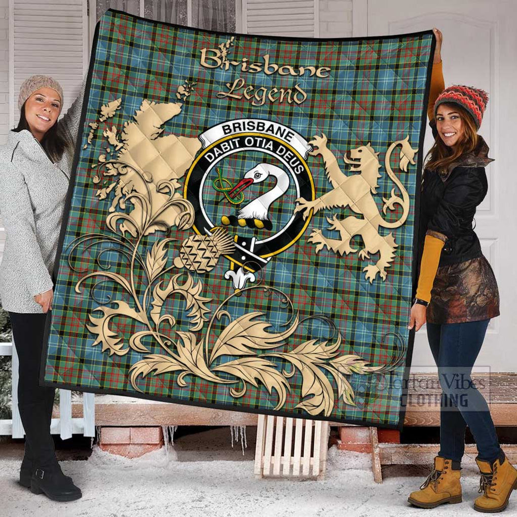 Tartan Vibes Clothing Brisbane Tartan Quilt with Family Crest and Scottish Symbol Style