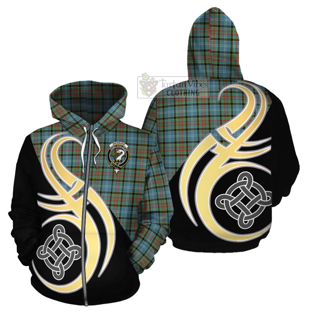 Tartan Vibes Clothing Brisbane Tartan Cotton Hoodie with Family Crest and Celtic Symbol Style