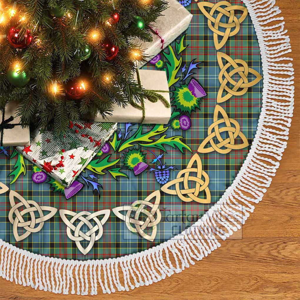 Tartan Vibes Clothing Brisbane Tartan Christmas Tree Skirt with Thistle Celtic Knot Style