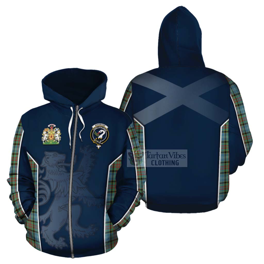 Tartan Vibes Clothing Brisbane Tartan Cotton Hoodie with Family Crest and Lion Rampant Vibes Sport Style