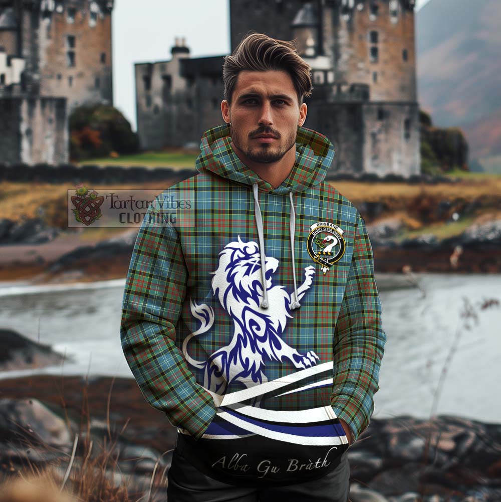 Tartan Vibes Clothing Brisbane Tartan Cotton Hoodie with Alba Gu Brath Regal Lion Emblem