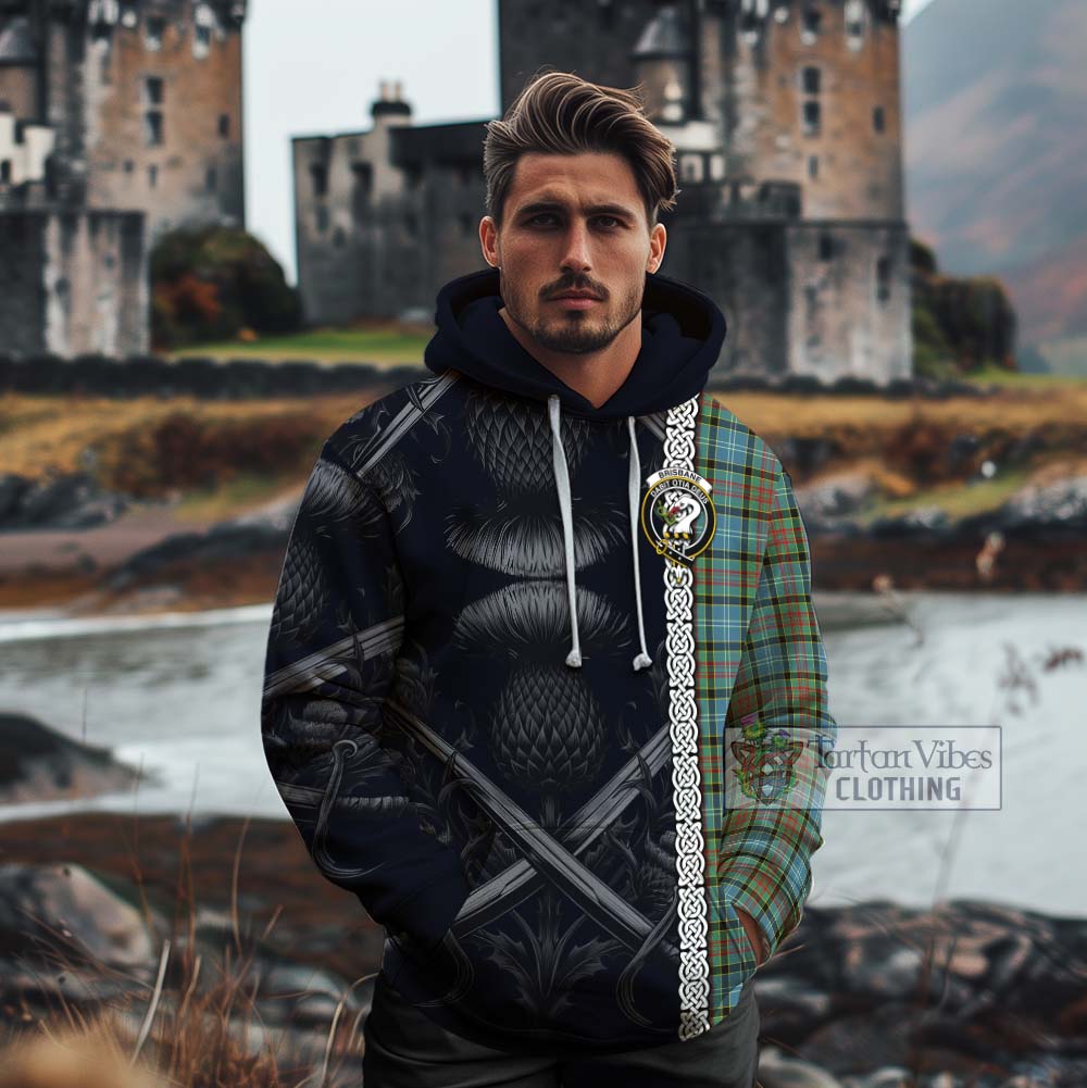 Tartan Vibes Clothing Brisbane Tartan Cotton Hoodie with Family Crest Cross Sword Thistle Celtic Vibes