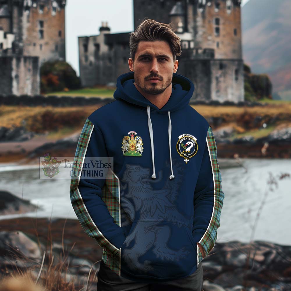 Tartan Vibes Clothing Brisbane Tartan Cotton Hoodie with Family Crest and Lion Rampant Vibes Sport Style