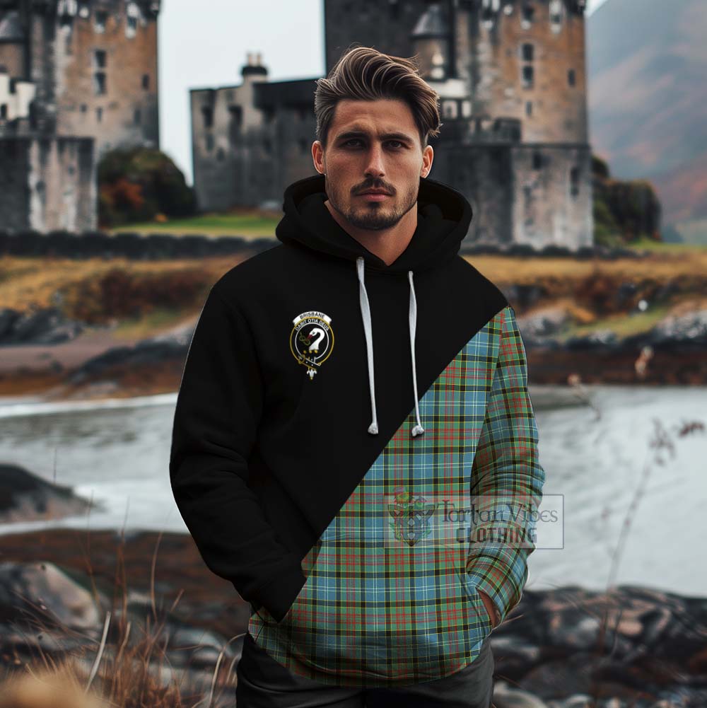 Tartan Vibes Clothing Brisbane Tartan Cotton Hoodie with Family Crest and Military Logo Style