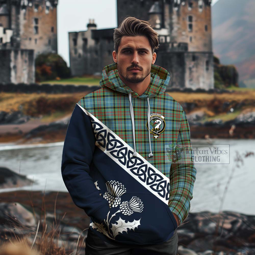 Tartan Vibes Clothing Brisbane Tartan Cotton Hoodie Featuring Thistle and Scotland Map