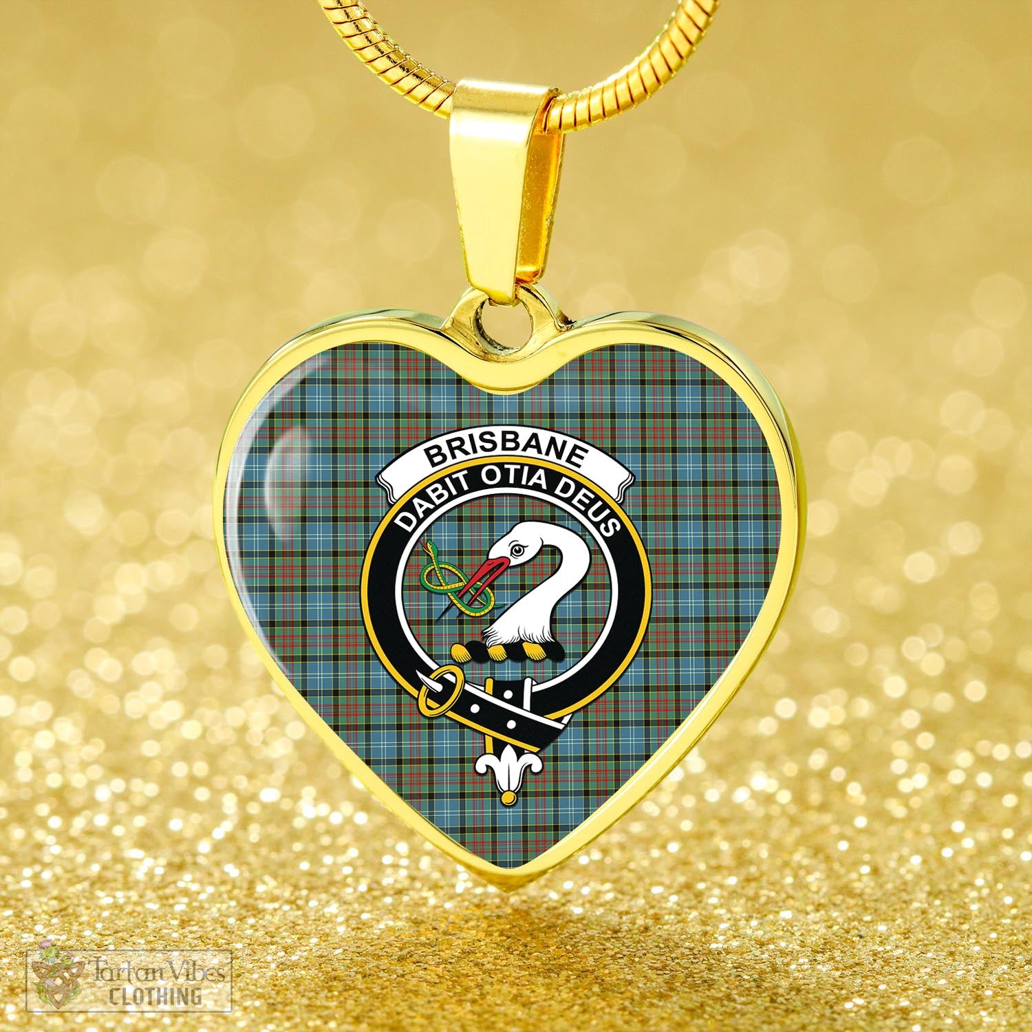 Tartan Vibes Clothing Brisbane modern Tartan Heart Necklace with Family Crest