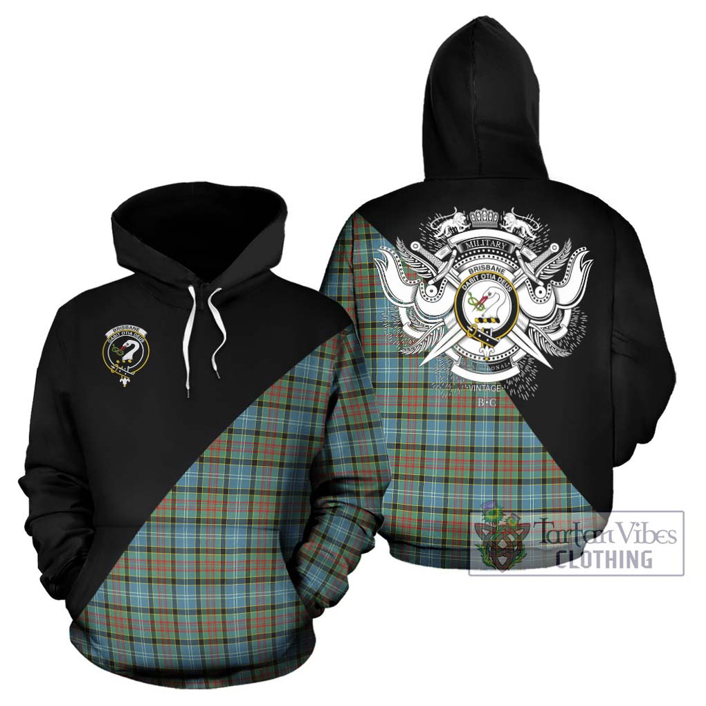 Brisbane Tartan Hoodie with Family Crest and Military Logo Style Zip Hoodie - Tartanvibesclothing Shop