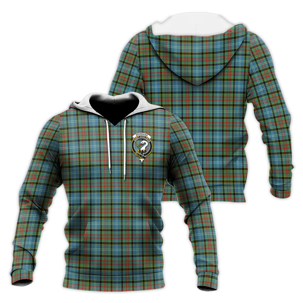 Brisbane modern Tartan Knitted Hoodie with Family Crest Unisex Knitted Hoodie - Tartanvibesclothing