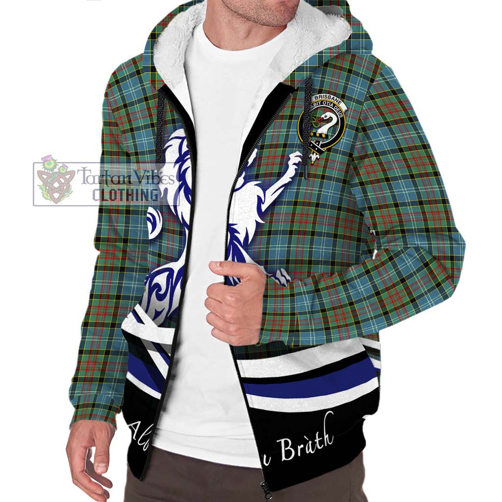 Brisbane Tartan Sherpa Hoodie with Alba Gu Brath Regal Lion Emblem Unisex S - Tartanvibesclothing Shop