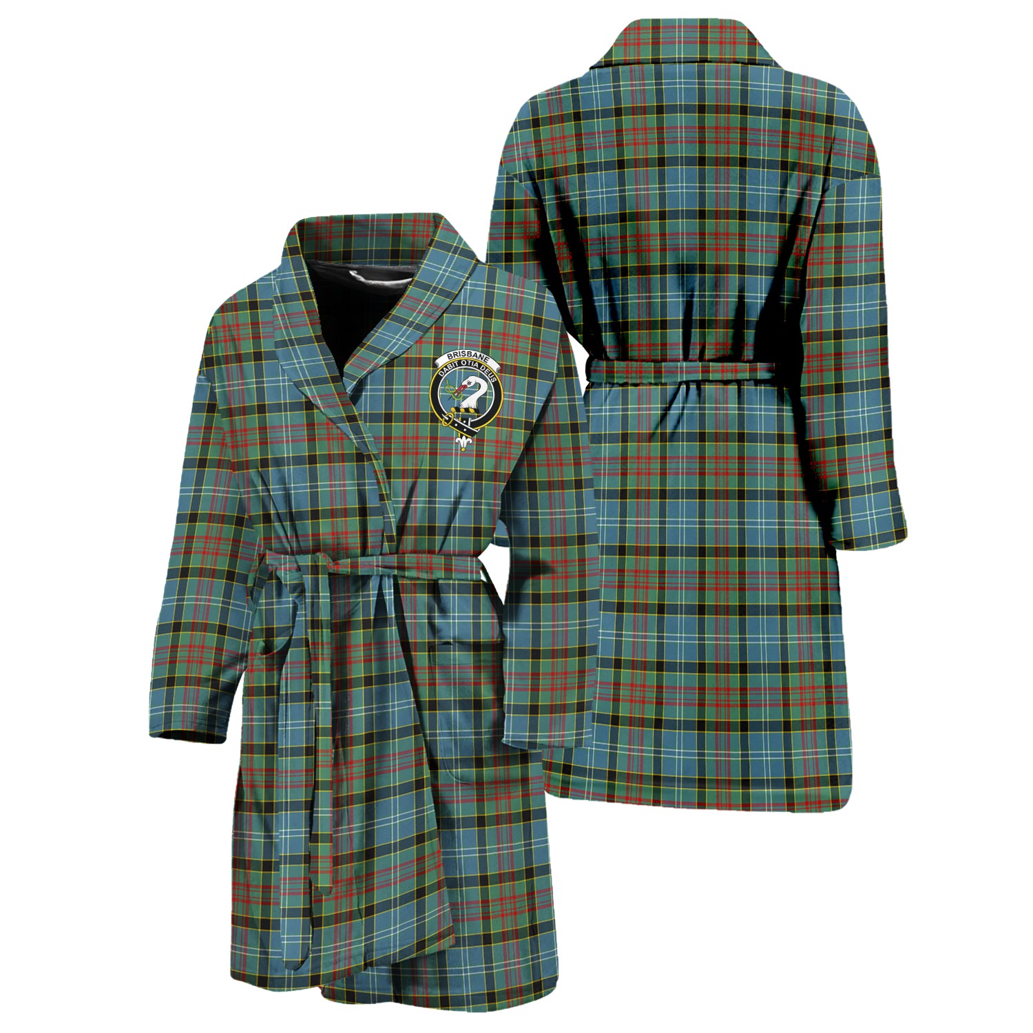 Brisbane Tartan Bathrobe with Family Crest Unisex S - Tartan Vibes Clothing