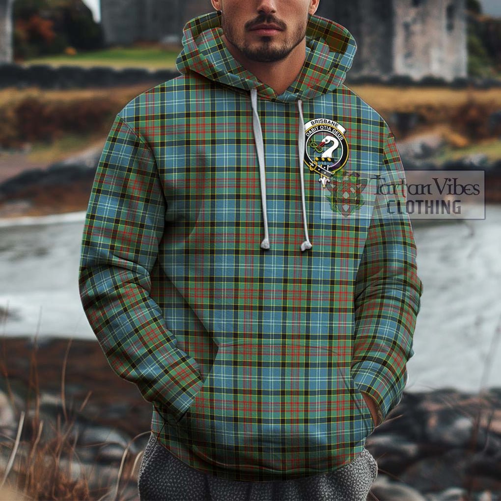 Brisbane Tartan Cotton Hoodie with Family Crest Pullover Hoodie XS - Tartan Vibes Clothing