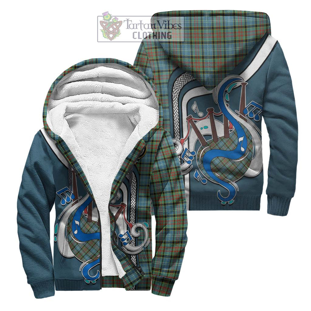 Brisbane Tartan Sherpa Hoodie with Epic Bagpipe Style Unisex S - Tartanvibesclothing Shop