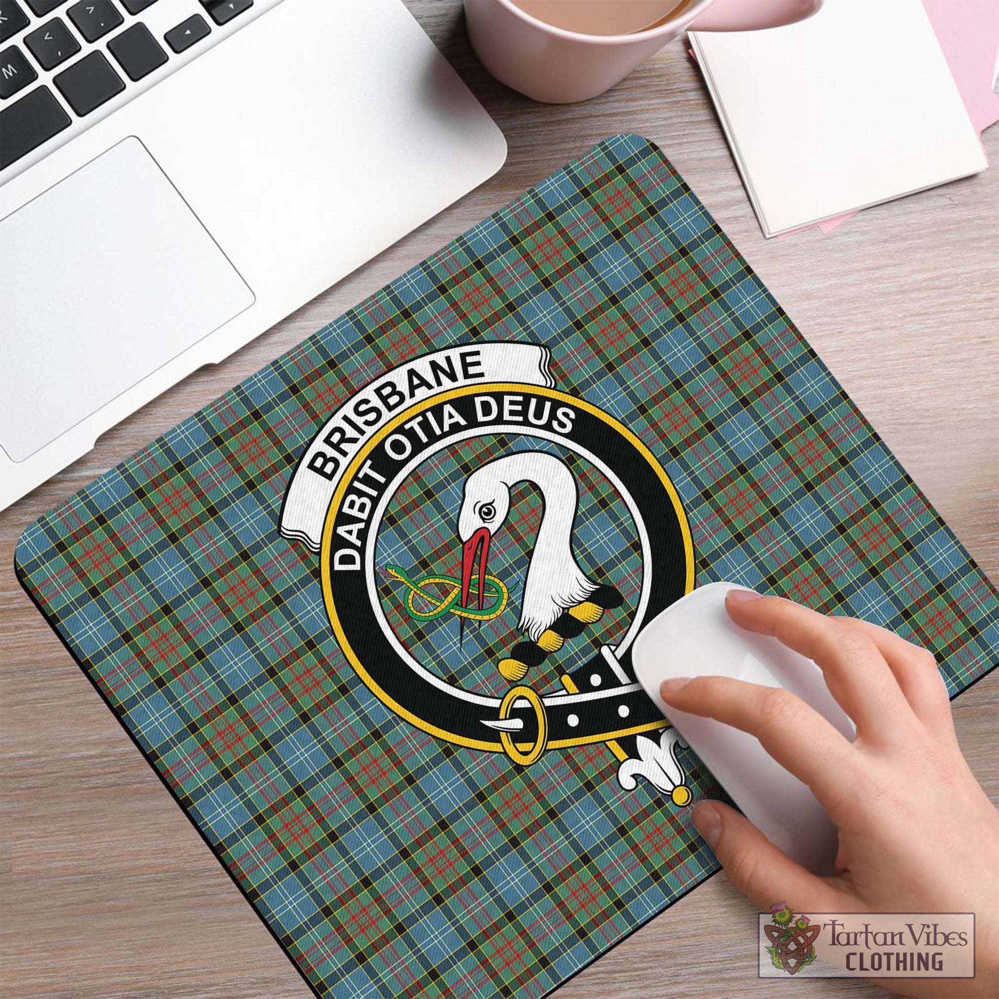 Tartan Vibes Clothing Brisbane modern Tartan Mouse Pad with Family Crest