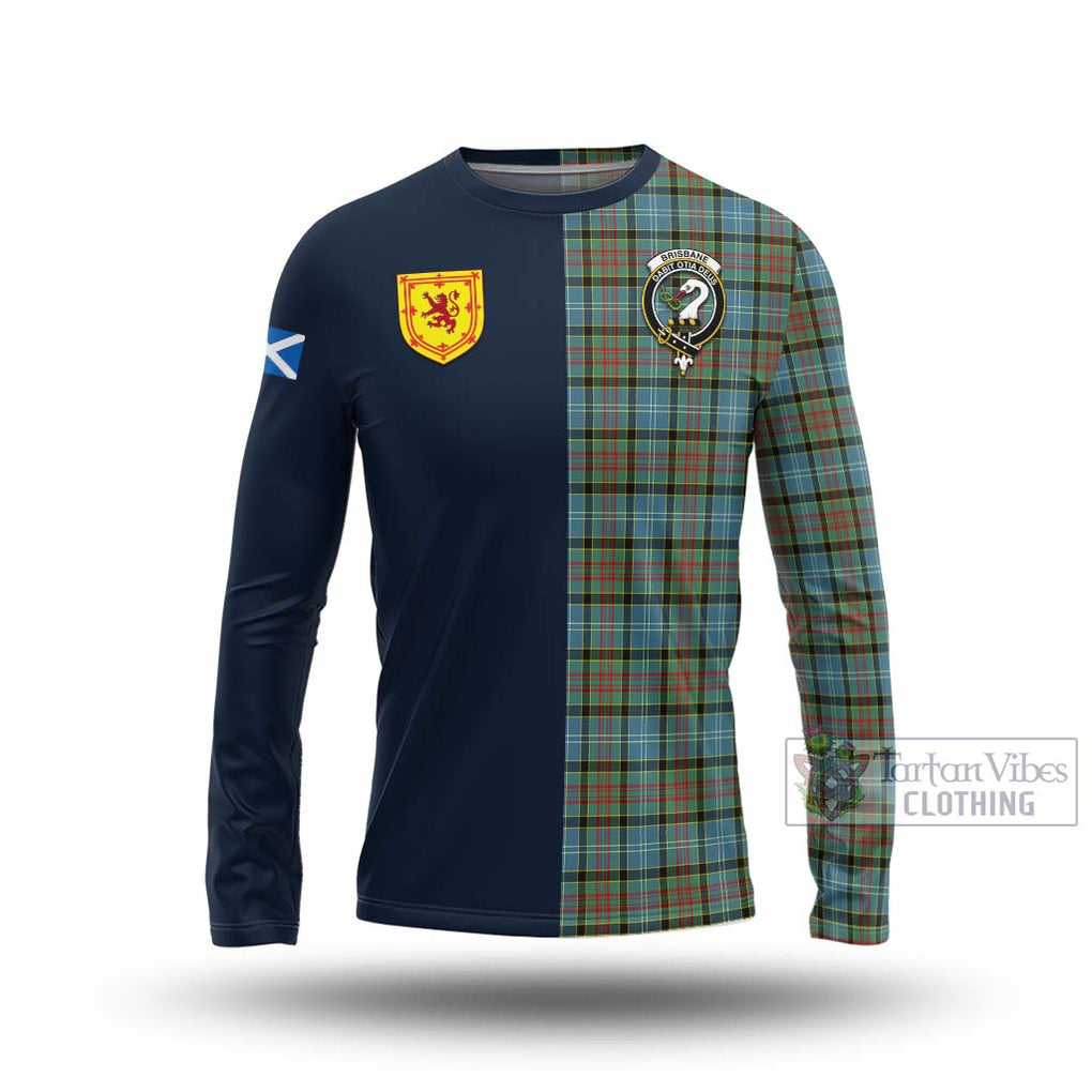 Tartan Vibes Clothing Brisbane Modern Tartan Long Sleeve T-Shirt with Scottish Lion Royal Arm Half Style