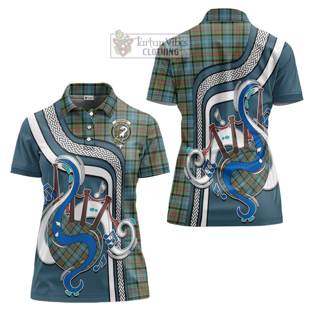 Brisbane Tartan Women's Polo Shirt with Epic Bagpipe Style Women - Tartanvibesclothing Shop