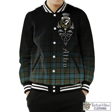 Brisbane Tartan Baseball Jacket Featuring Alba Gu Brath Family Crest Celtic Inspired