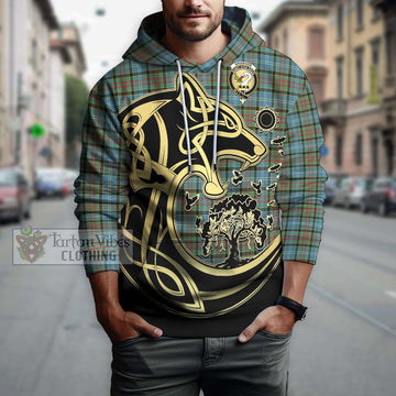 Brisbane Tartan Hoodie with Family Crest Celtic Wolf Style